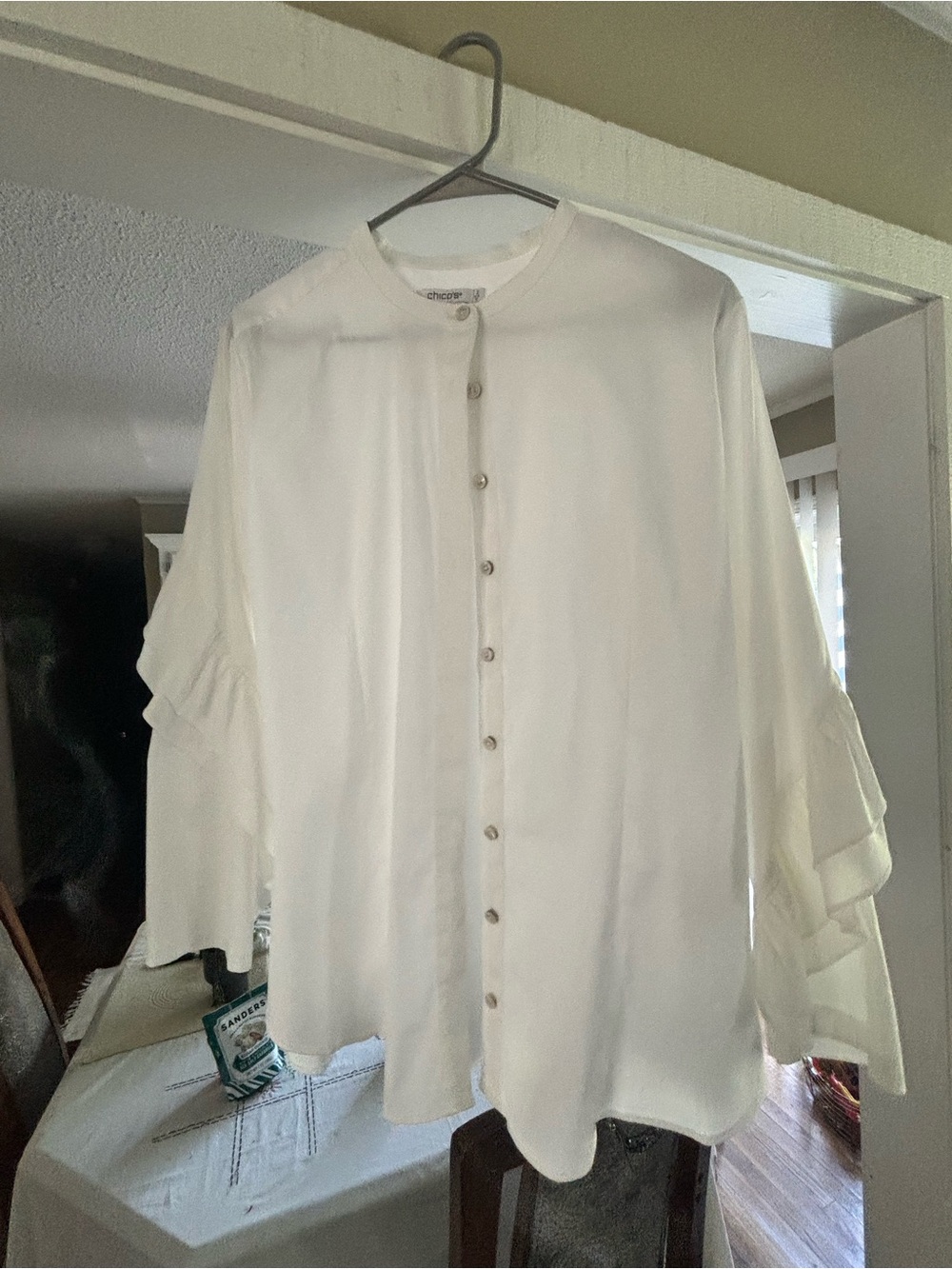 Chico's White Casual Button-Down Shirt